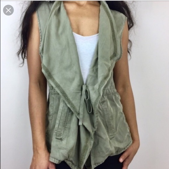 🎉Host Pick🎉 MAX JEANS Olive Green Utility Vest Draped Size Large - Picture 1 of 13
